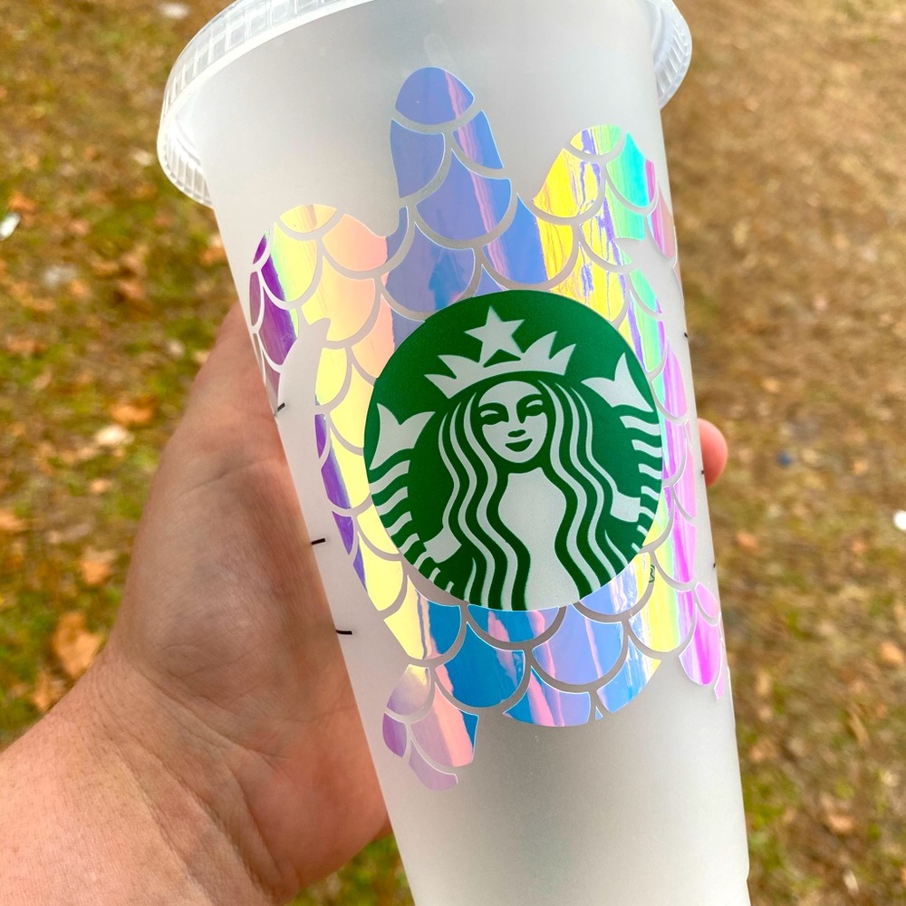 Holographic SEA TURTLE Reusable STARBUCKS COLD CUP